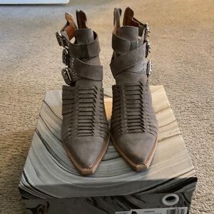 Stacked heel booties